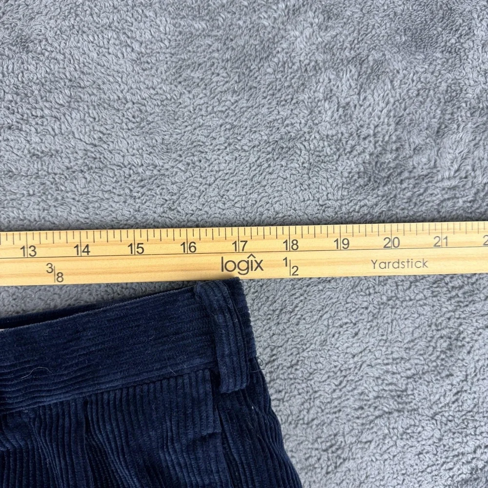 Brooks Brothers Corduroy Pants Mens 34x30 Navy Blue Elliot Pleated Cuffed Cotton